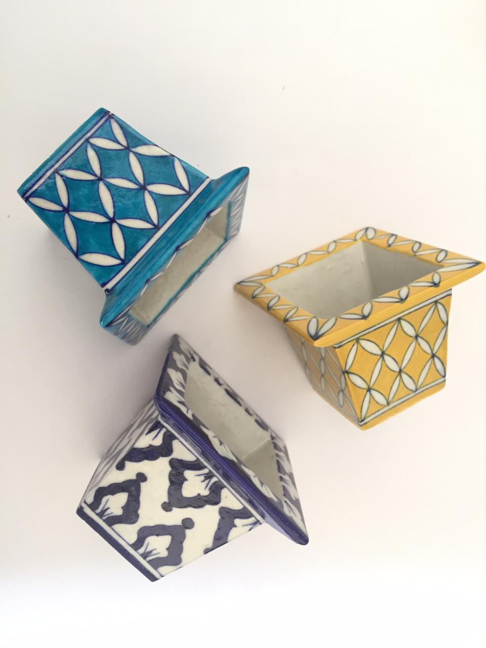 Blue Pottery Planters- Set of 2